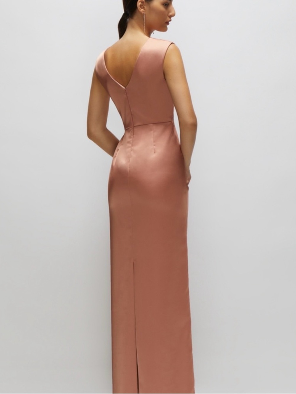 After Six Satin Ruched Evening Gown - Nude - Picture 4 of 8